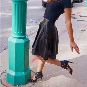 Lucy Paris Black Pleather Skater/Circle Skirt